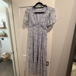 Astr Light Blue Floral Dress